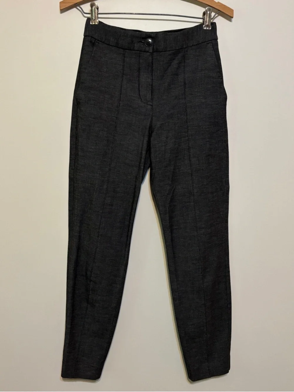 EXPRESS High Waisted Seamed Ankle Pants in Dark Grey | Crop Trouser | Size 00R - Picture 3 of 13